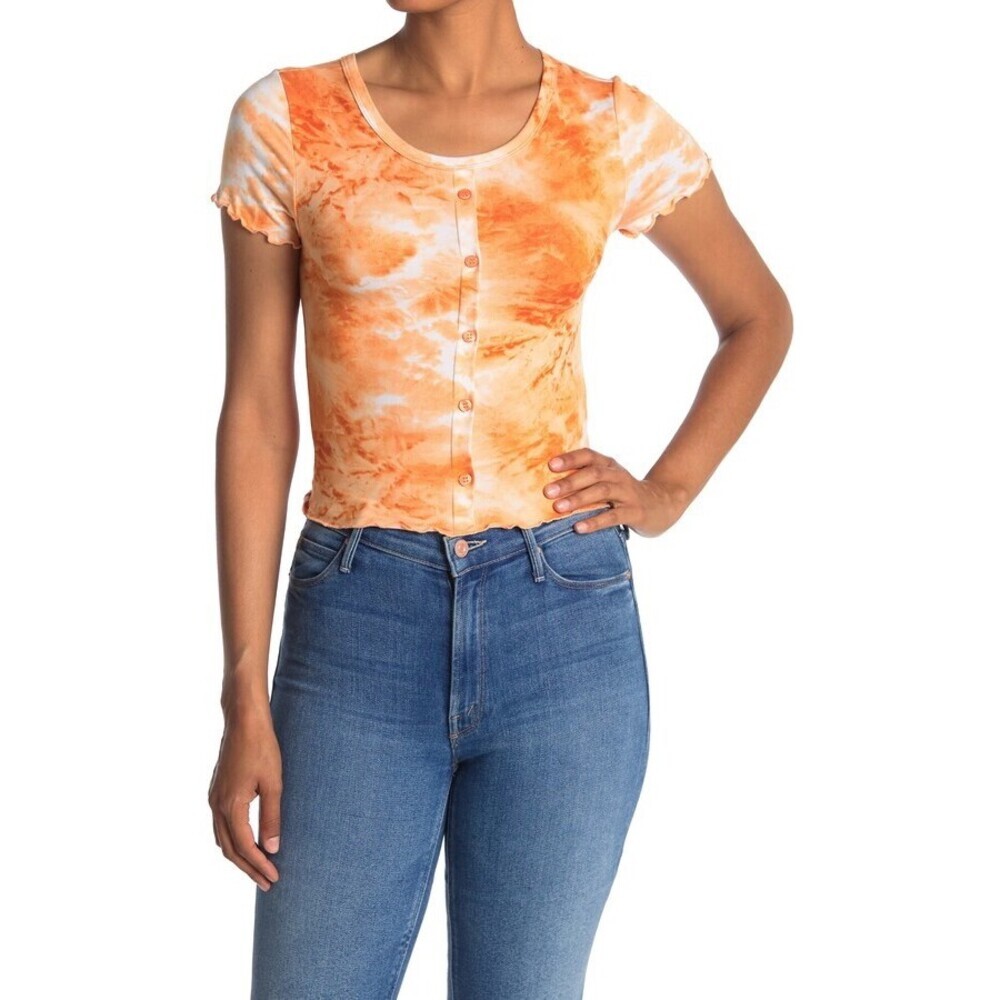 Abound women's Tie Dye Button Front Top In Rust Amber Size XS